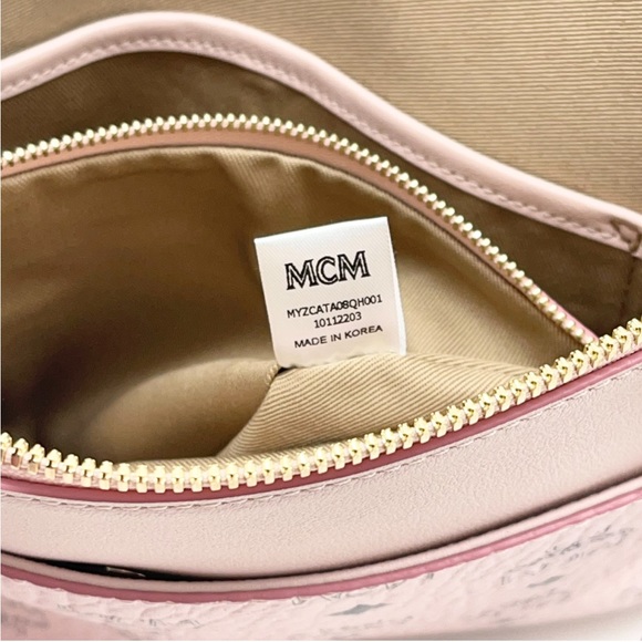 MCM New With Tags Powder Pink Logo Flat Pouch/ Clutch Crossbody Purse - Picture 7 of 12